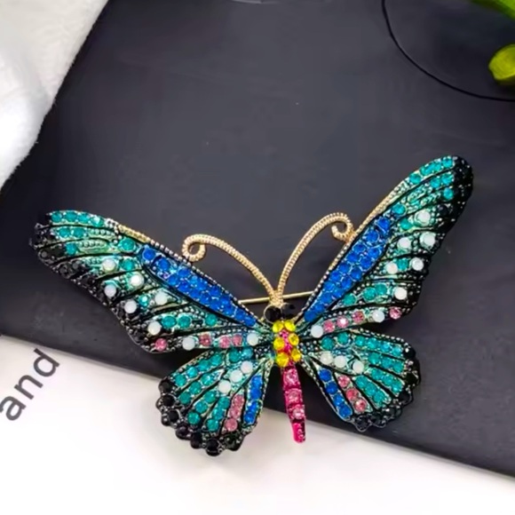 Betsey Johnson Monarch Blue Colorful Butterfly Brooch - Picture 1 of 6
